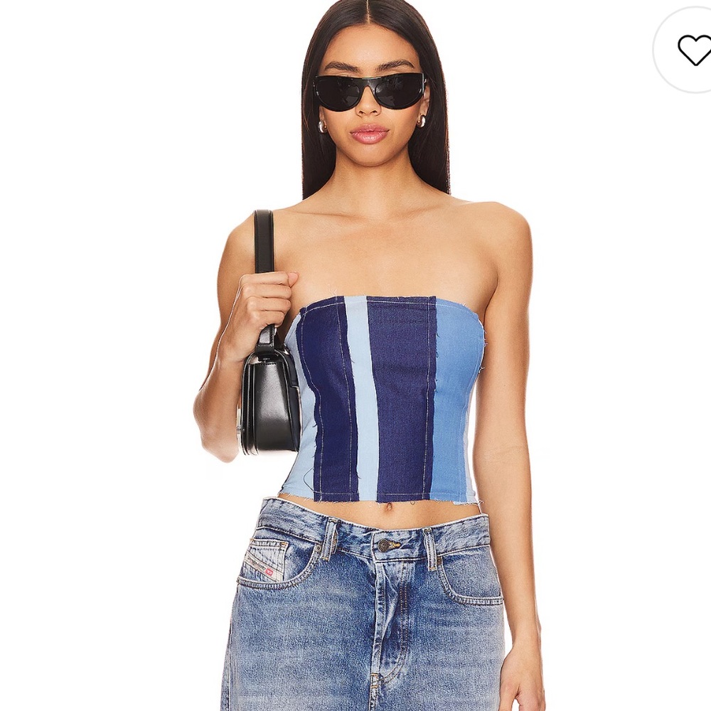 Elegant Blue Strapless Crop Top